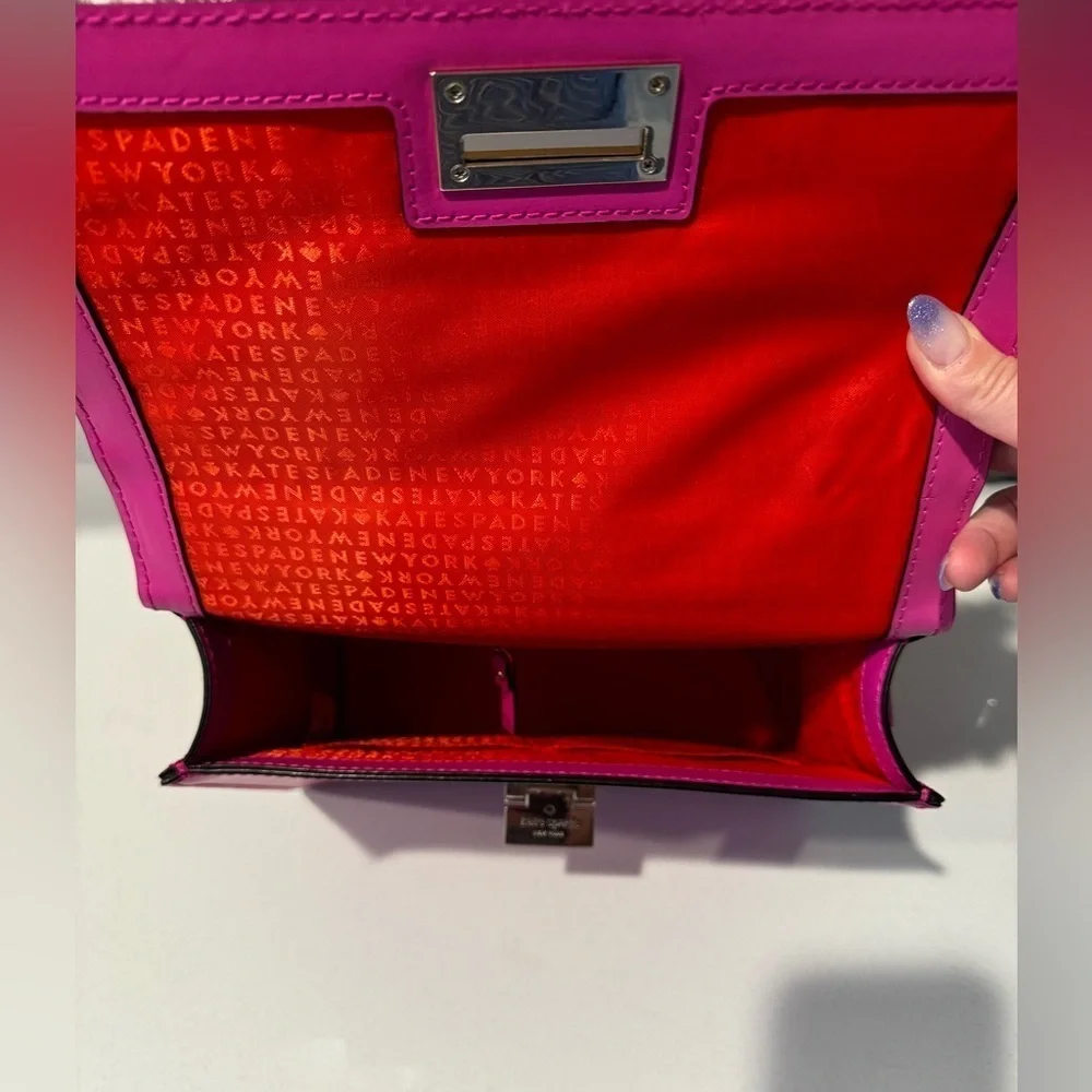 Kate Spade Doris Fuchsia Pink Satchel/Crossbody With Latch Closure Detail
